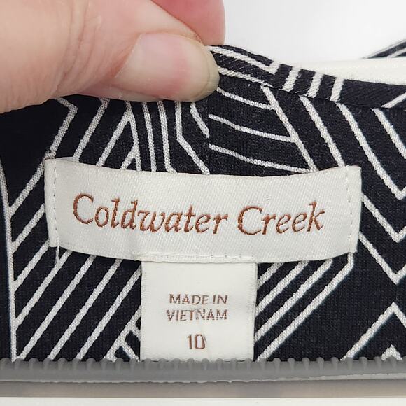 NWT Coldwater Creek Black Geometric Diamond Faux Wrap Dress Women's 10 - Picture 2 of 9